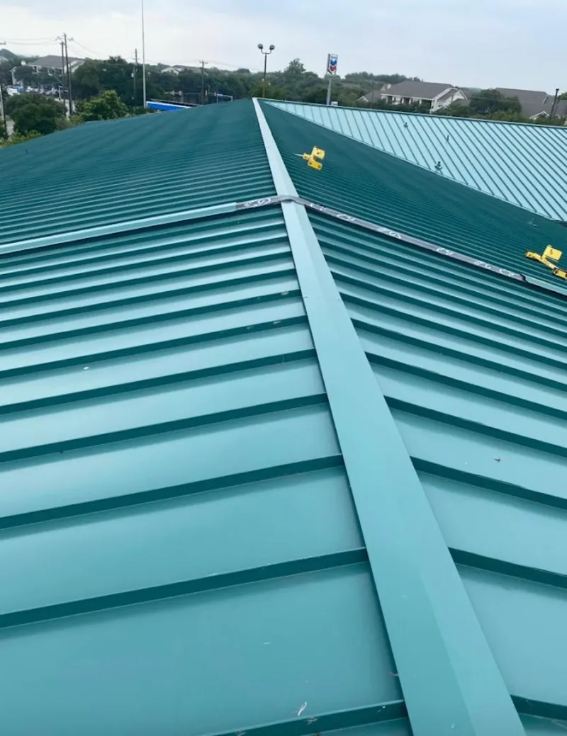 Green commercial metal roof ridge and valley for Metal Roof Repair in Dentsville
